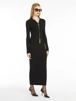 Abito aderente in lana e lurex