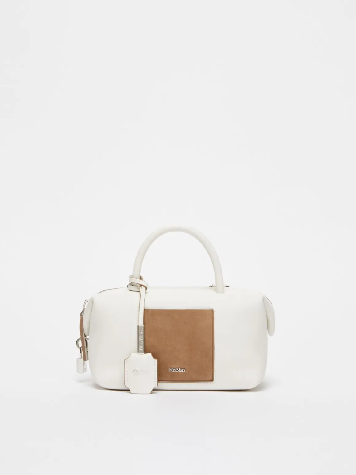 Bauletto piccolo in pelle con tasca suede