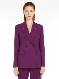 Blazer doppiopetto in lana e seta