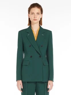 Blazer doppiopetto in lana e seta