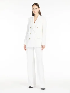 Blazer in crêpe satin di lana