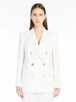Blazer in crêpe satin di lana