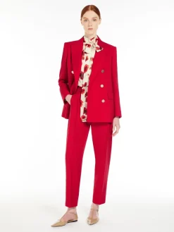 Blazer in crêpe satin di lana