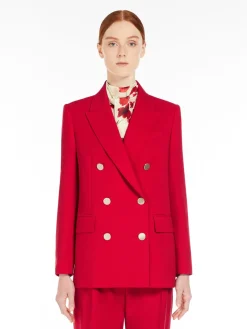 Blazer in crêpe satin di lana