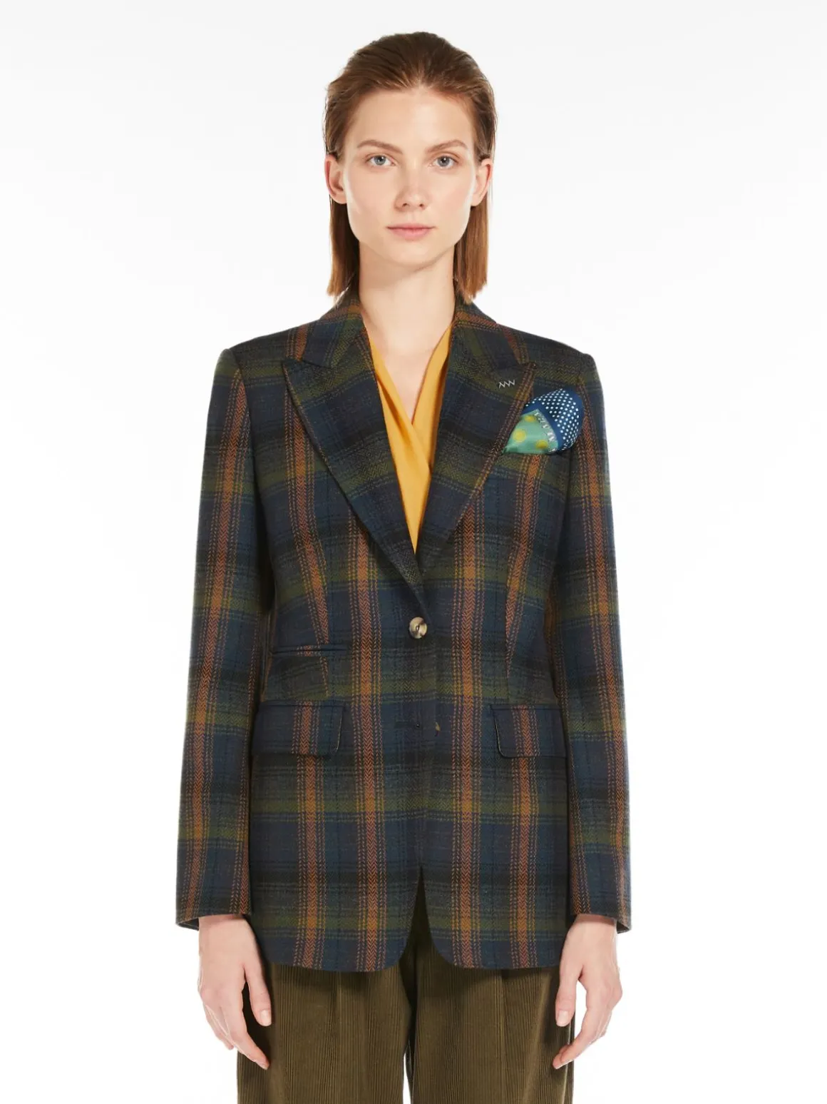 Blazer in lana e cachemire disegnata