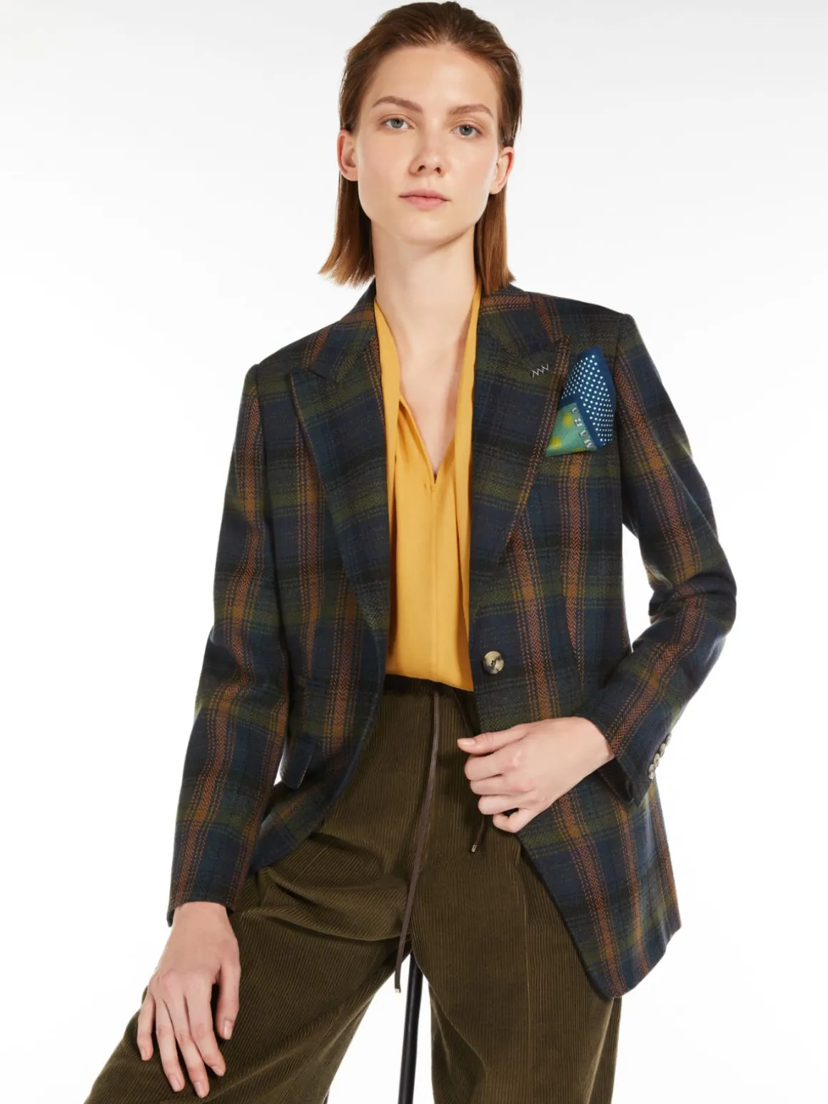 Blazer in lana e cachemire disegnata
