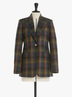 Blazer in lana e cachemire disegnata