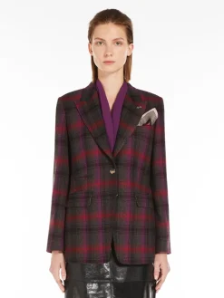 Blazer in lana e cachemire disegnata