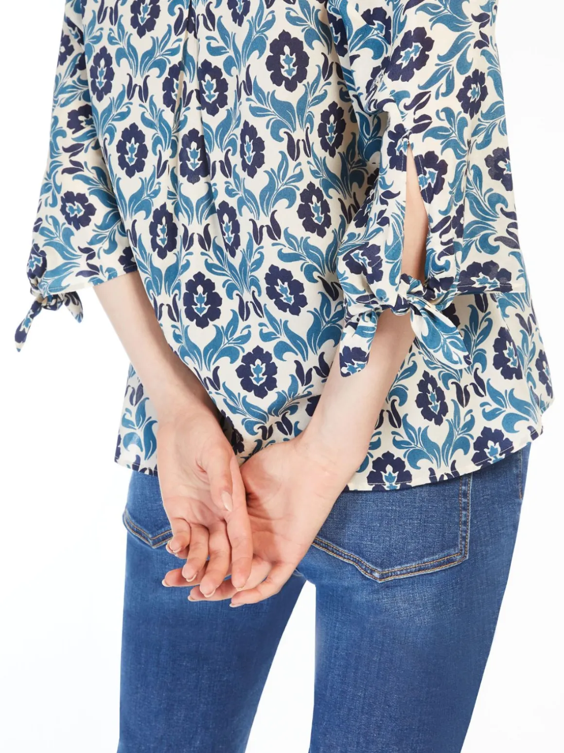 Blusa in crêpe de Chine stampato