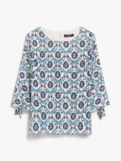 Blusa in crêpe de Chine stampato