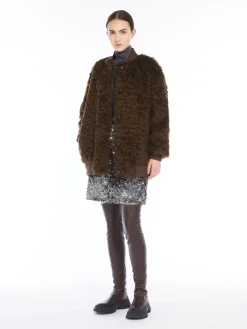 Bomber corto in tessuto furry