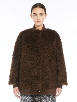 Bomber corto in tessuto furry