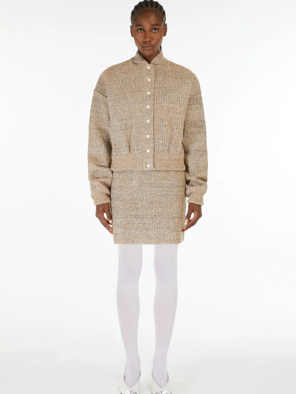 Bomber in maglia di lana gommata