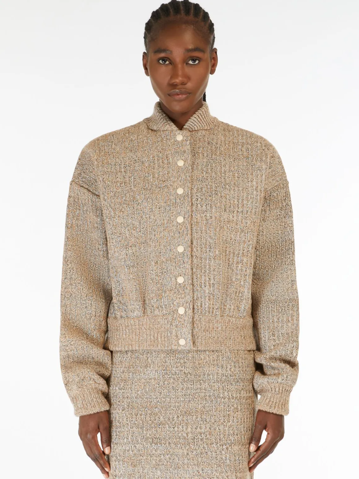 Bomber in maglia di lana gommata