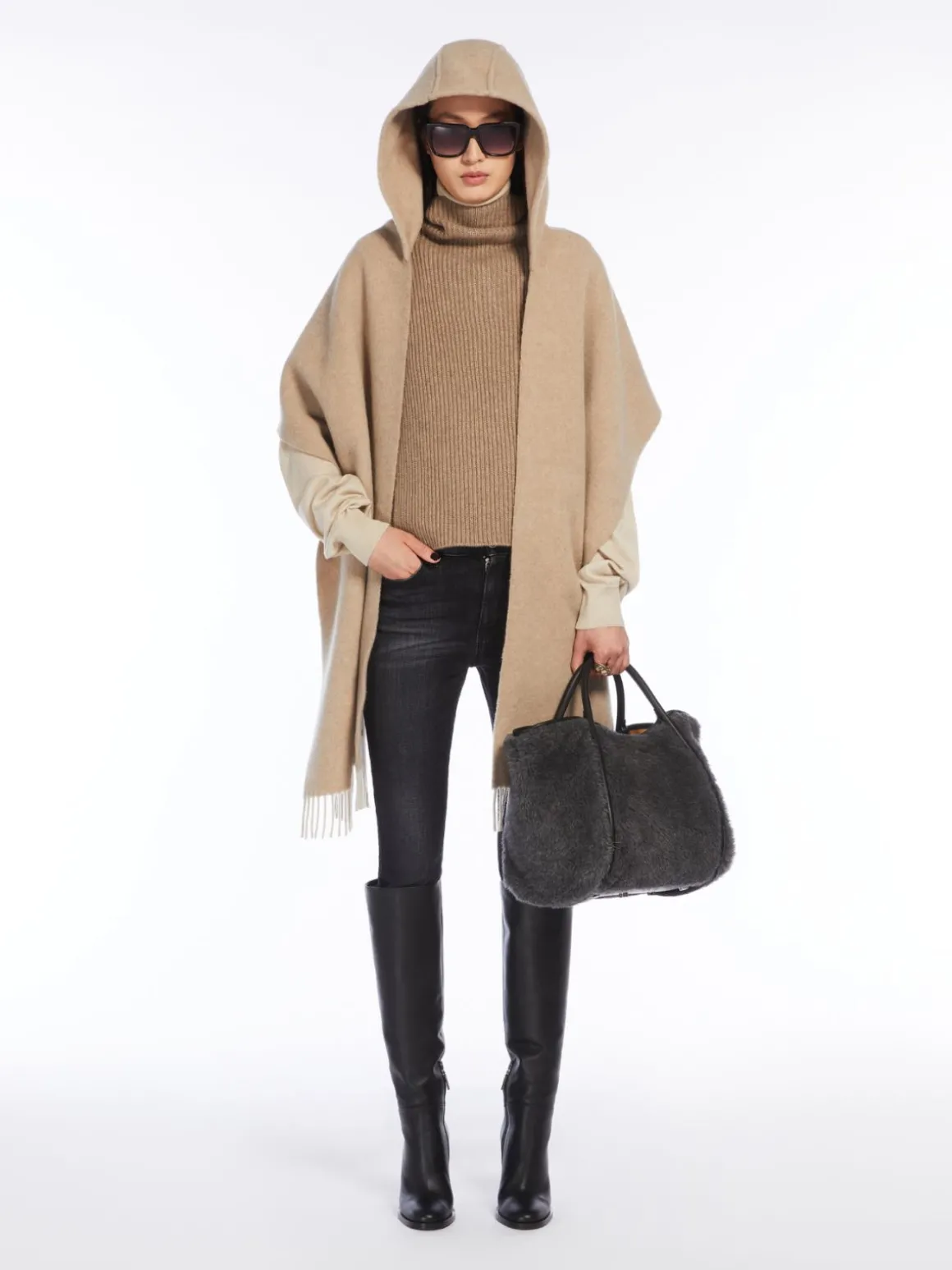 Borsa Marine small in Teddy di lana e alpaca