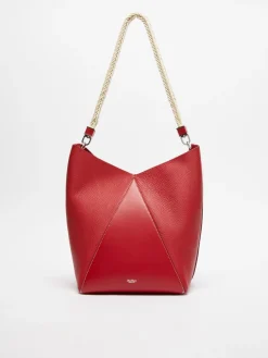 Borsa secchiello in pelle con manico in corda