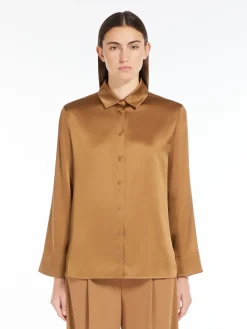 Camicia in raso di seta stretch