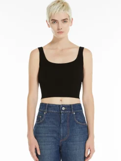 Canotta crop aderente in viscosa stretch