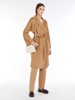 Cappotto a vestaglia in double di misto lana