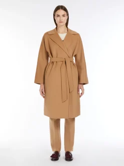 Cappotto a vestaglia in double di misto lana