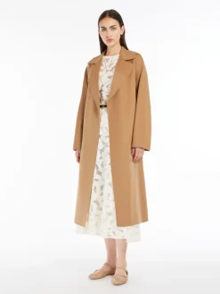 Cappotto a vestaglia in lana, cachemire e seta