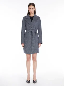 Cappotto cardigan in lana disegnata