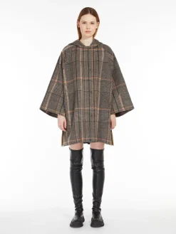 Cappotto in lana check e tela antigoccia