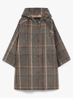 Cappotto in lana check e tela antigoccia