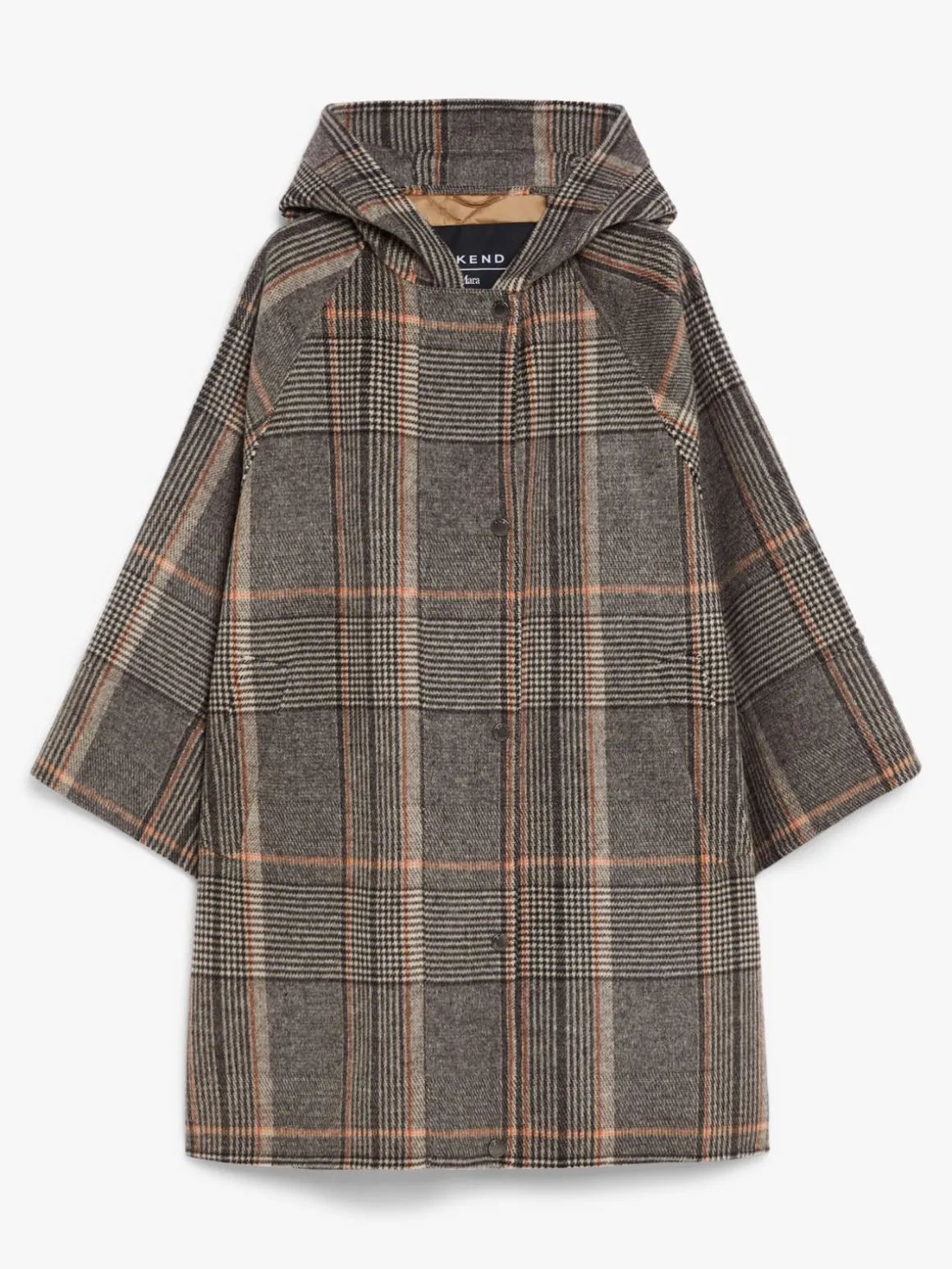 Cappotto in lana check e tela antigoccia