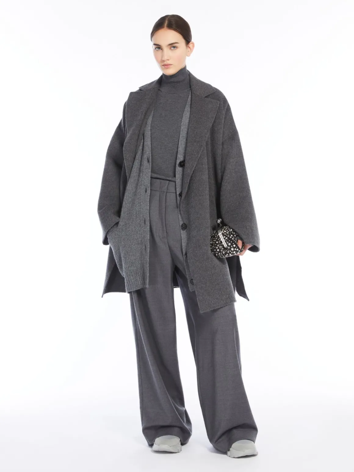 Cappotto over in lana di alpaca