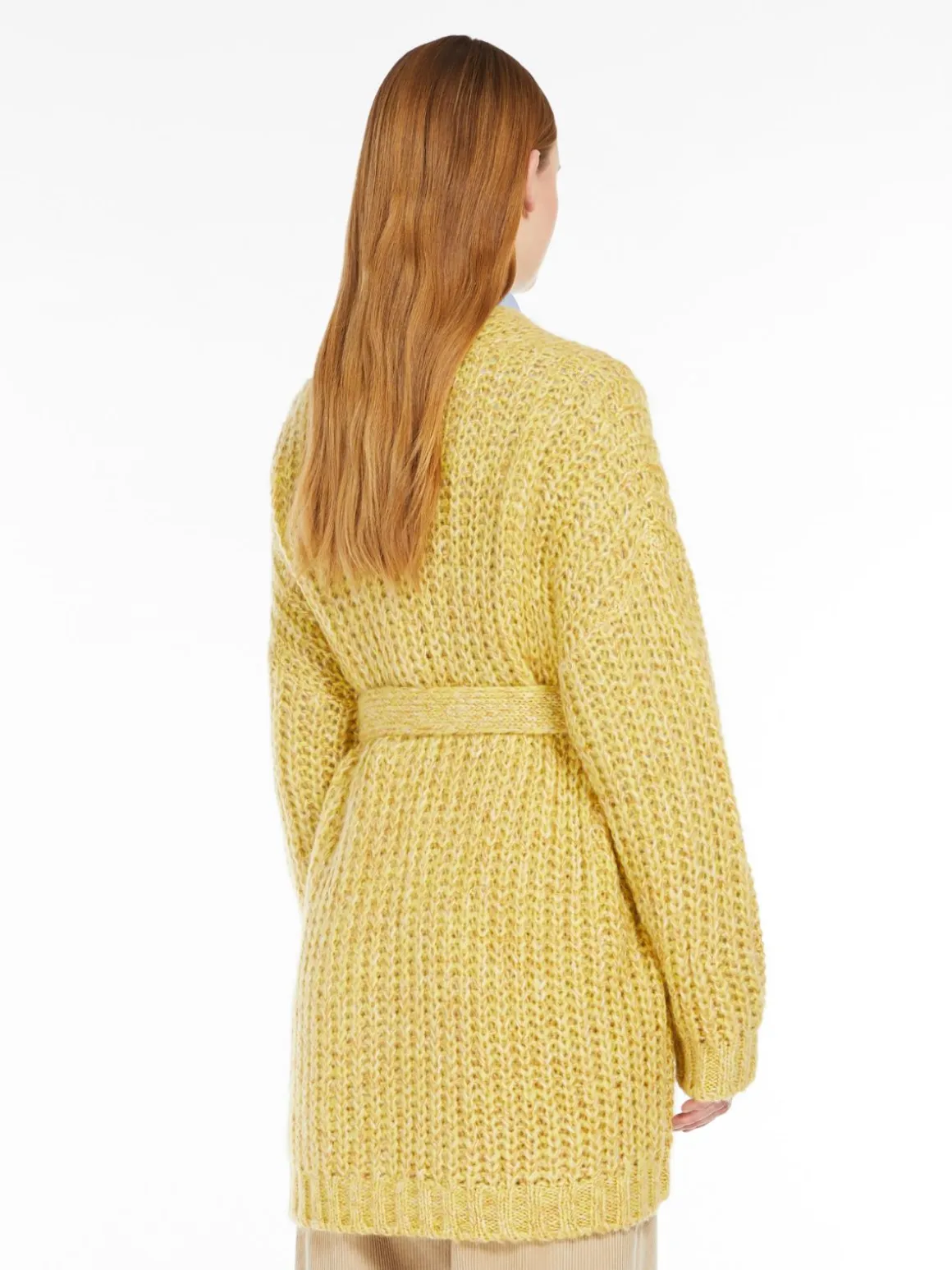 Cardigan a coste in mohair chiné