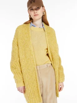 Cardigan a coste in mohair chiné