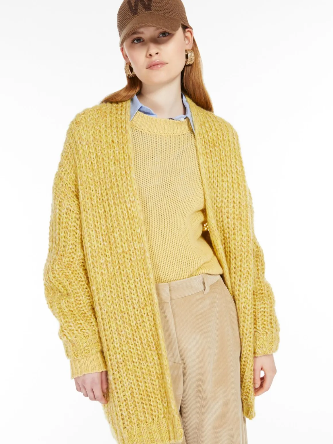 Cardigan a coste in mohair chiné