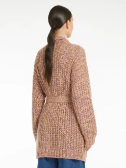 Cardigan a coste in mohair chiné