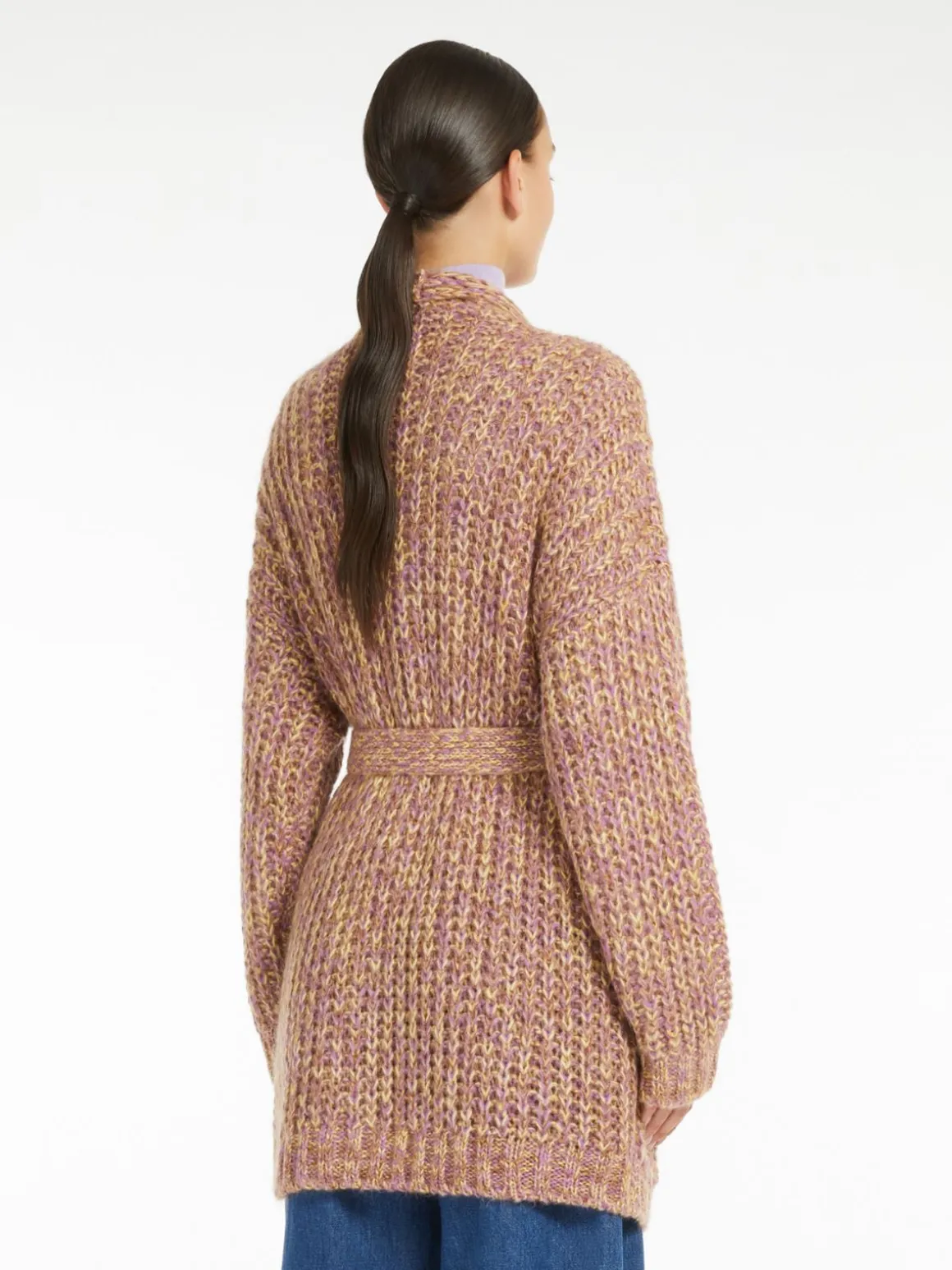 Cardigan a coste in mohair chiné