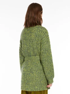 Cardigan a coste in mohair chiné