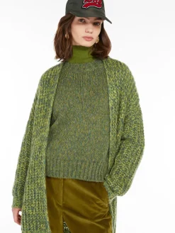 Cardigan a coste in mohair chiné