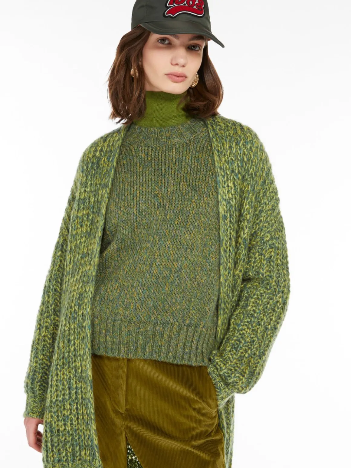 Cardigan a coste in mohair chiné