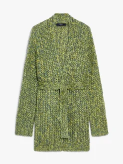 Cardigan a coste in mohair chiné