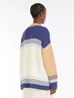 Cardigan color block in filato di cotone