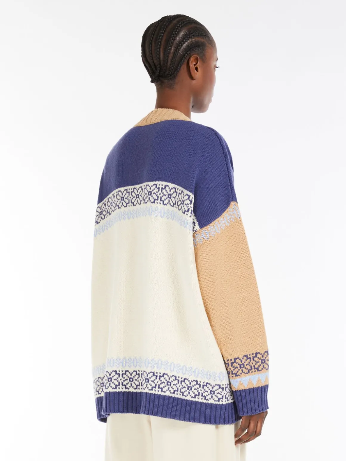 Cardigan color block in filato di cotone