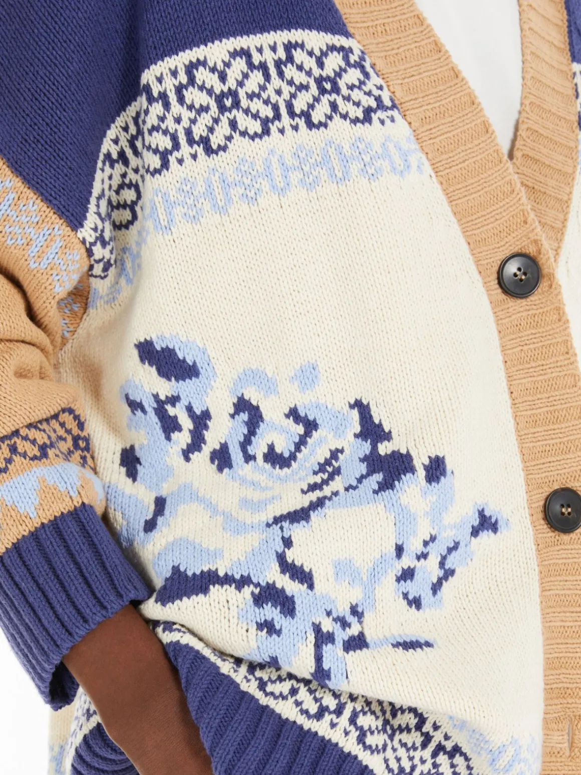 Cardigan color block in filato di cotone