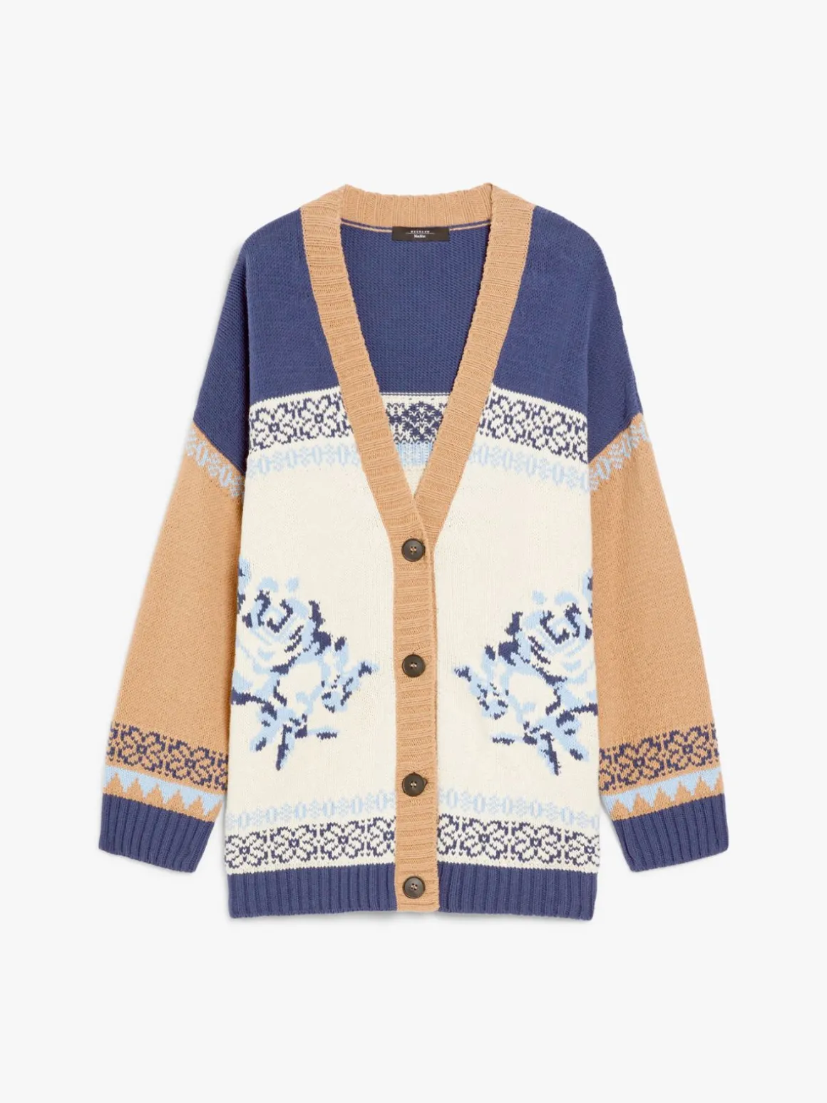 Cardigan color block in filato di cotone
