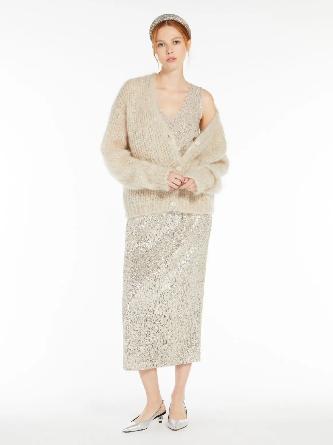 Cardigan in filato di mohair