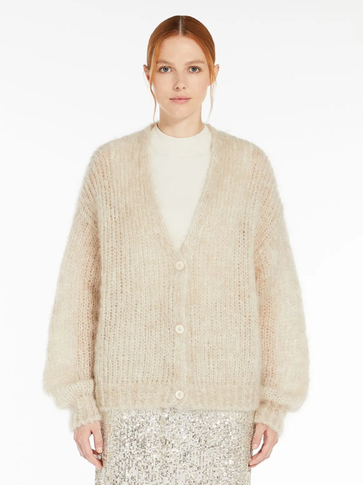 Cardigan in filato di mohair