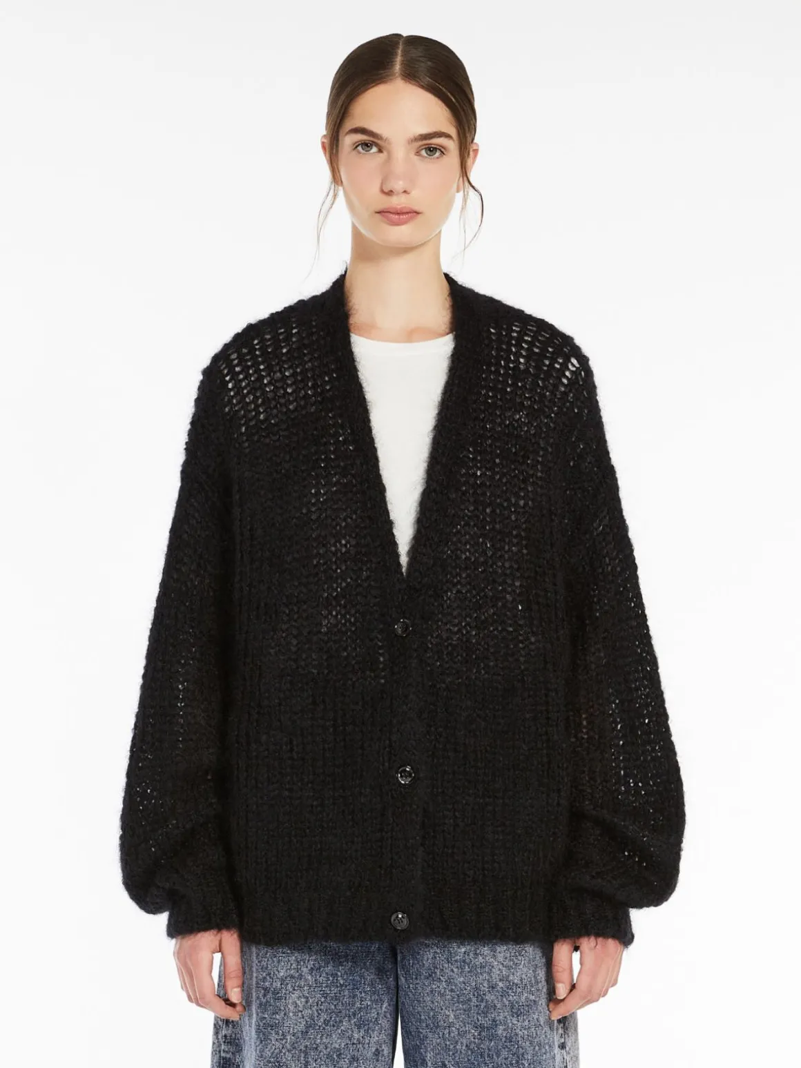 Cardigan in filato di mohair
