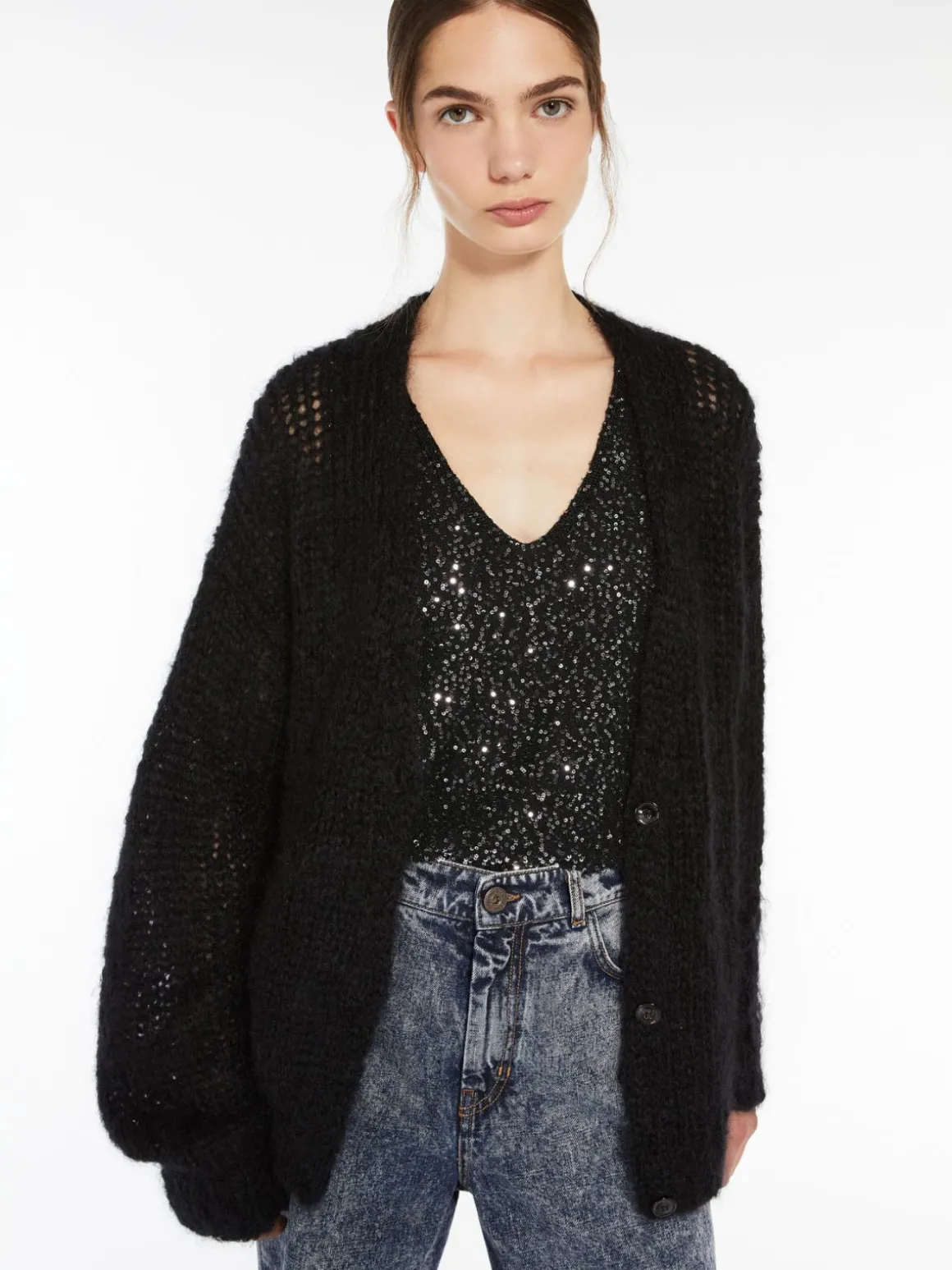 Cardigan in filato di mohair