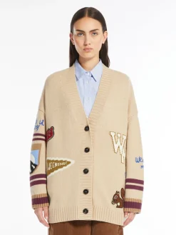 Cardigan in lana con intarsio