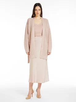 Cardigan in lana e cachemire a coste