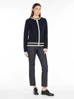 Cardigan in lana e cachemire con intarsio